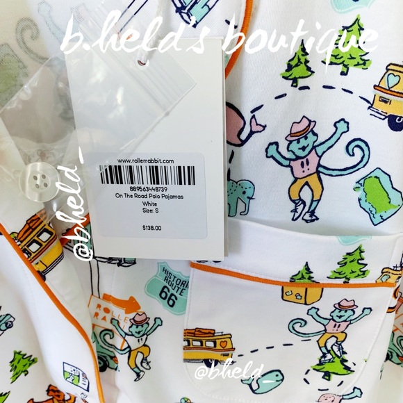 Roller Rabbit On The Road Polo Pajamas in White Size Small (S) Brand New NWT - Picture 5 of 16